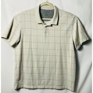 Van Heusen Flex Classic Fit Polo Shirt Men's Size XL Windowpane  Ivory